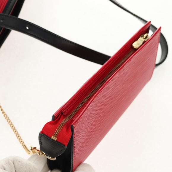 LOUIS VUITTON Epi Bucket PM Shoulder Bag SPO Red Black LV Auth 140506V
