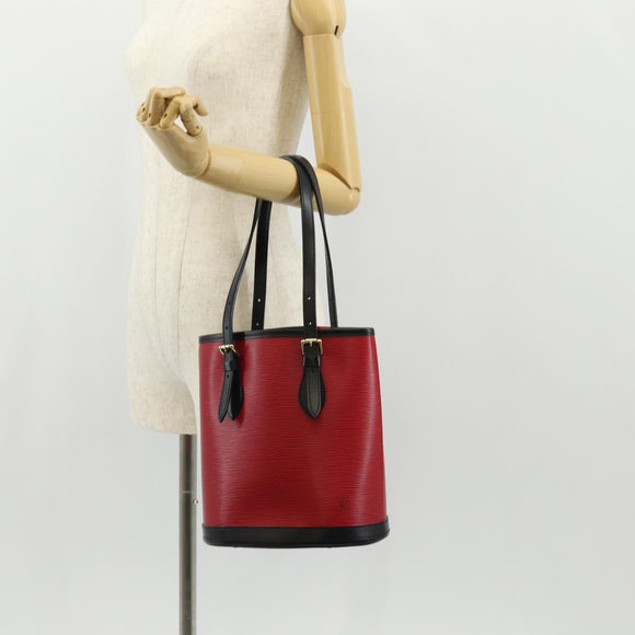LOUIS VUITTON Epi Bucket PM Shoulder Bag SPO Red Black LV Auth 140506V