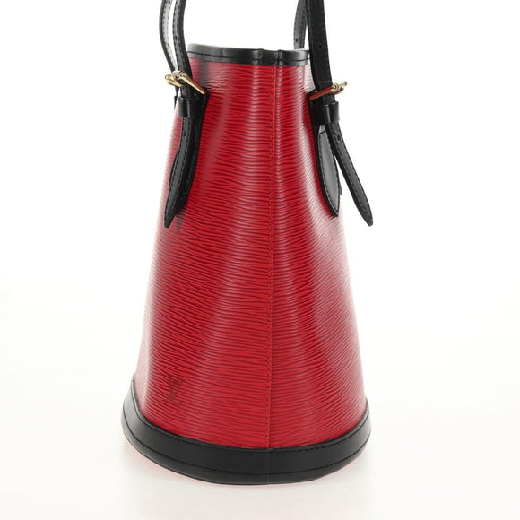 LOUIS VUITTON Epi Bucket PM Shoulder Bag SPO Red Black LV Auth 140506V