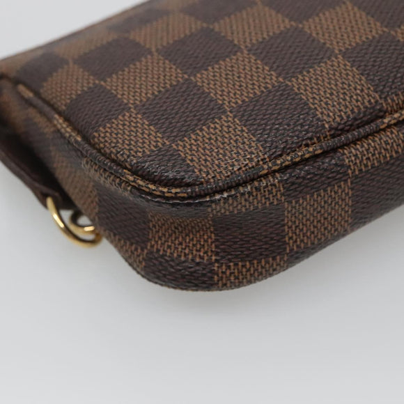 LOUIS VUITTON Damier Ebene Mini Pochette Accessoires Pouch N58009 LV Auth 140513