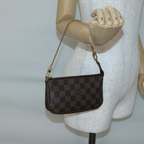LOUIS VUITTON Damier Ebene Mini Pochette Accessoires Pouch N58009 LV Auth 140513