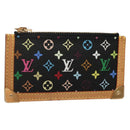 LOUIS VUITTON Multicolor Pochette Cles Coin Purse Black M13664 Auth 140517V-1