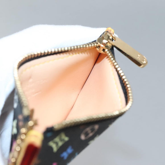 LOUIS VUITTON Multicolor Pochette Cles Coin Purse Black M13664 Auth 140517V