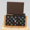 LOUIS VUITTON Multicolor Pochette Cles Coin Purse Black M13664 Auth 140517V-12