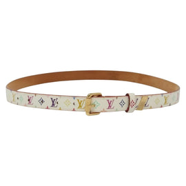LOUIS VUITTON Monogram Multicolor Ceinture Belt White LV Auth 140518