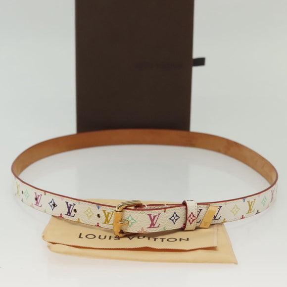LOUIS VUITTON Monogram Multicolor Ceinture Belt White LV Auth 140518