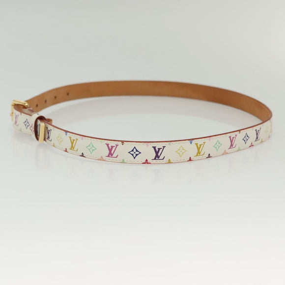 LOUIS VUITTON Monogram Multicolor Ceinture Belt White LV Auth 140518