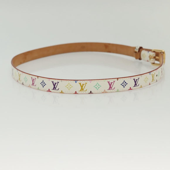 LOUIS VUITTON Monogram Multicolor Ceinture Belt White LV Auth 140518
