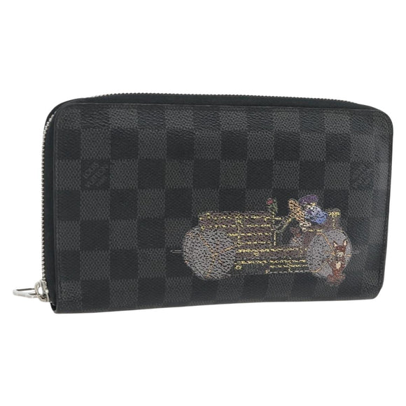 LOUIS VUITTON Damier Graphite Illustre Zippy Organizer Wallet N63002 Auth 140524