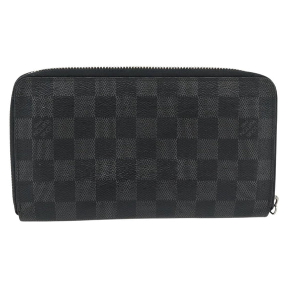 LOUIS VUITTON Damier Graphite Illustre Zippy Organizer Wallet N63002 Auth 140524