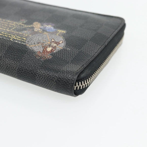 LOUIS VUITTON Damier Graphite Illustre Zippy Organizer Wallet N63002 Auth 140524
