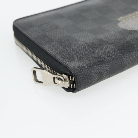 LOUIS VUITTON Damier Graphite Illustre Zippy Organizer Wallet N63002 Auth 140524