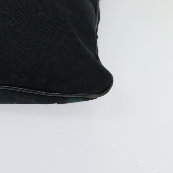 GUCCI GG Canvas Sherry Line Shoulder Bag Black Gold 144388 Auth 140536