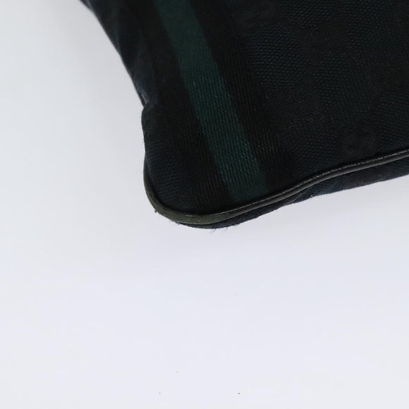 GUCCI GG Canvas Sherry Line Shoulder Bag Black Gold 144388 Auth 140536