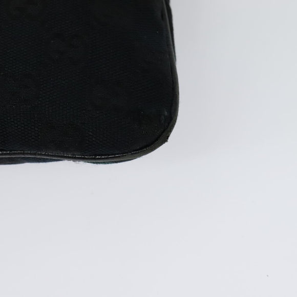 GUCCI GG Canvas Sherry Line Shoulder Bag Black Gold 144388 Auth 140536