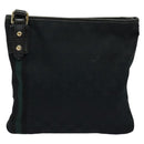 GUCCI GG Canvas Sherry Line Shoulder Bag Black Gold 144388 Auth 140536-2