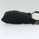 GUCCI GG Canvas Sherry Line Shoulder Bag Black Gold 144388 Auth 140536-4