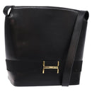 Salvatore Ferragamo Gancini Shoulder Bag Leather Black Gold Auth 140540-1