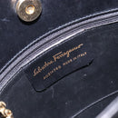 Salvatore Ferragamo Gancini Shoulder Bag Leather Black Gold Auth 140540-12