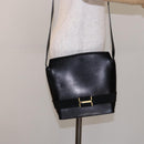 Salvatore Ferragamo Gancini Shoulder Bag Leather Black Gold Auth 140540-20