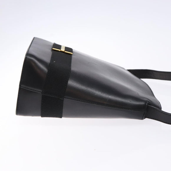 Salvatore Ferragamo Gancini Shoulder Bag Leather Black Gold Auth 140540