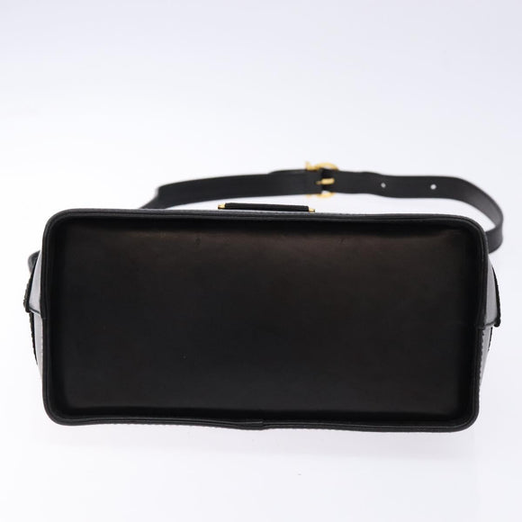 Salvatore Ferragamo Gancini Shoulder Bag Leather Black Gold Auth 140540