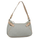 Salvatore Ferragamo Gancini Shoulder Bag Leather Gray Beige gold Auth 140541-1