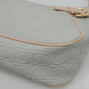 Salvatore Ferragamo Gancini Shoulder Bag Leather Gray Beige gold Auth 140541-9