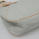 Salvatore Ferragamo Gancini Schoudertas Leer Grijs Beige goud Auth 140541-14