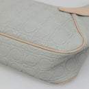 Salvatore Ferragamo Gancini Schoudertas Leer Grijs Beige goud Auth 140541-15