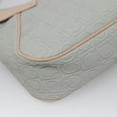 Salvatore Ferragamo Gancini Shoulder Bag Leather Gray Beige gold Auth 140541-16