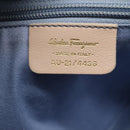 Salvatore Ferragamo Gancini Shoulder Bag Leather Gray Beige gold Auth 140541-12