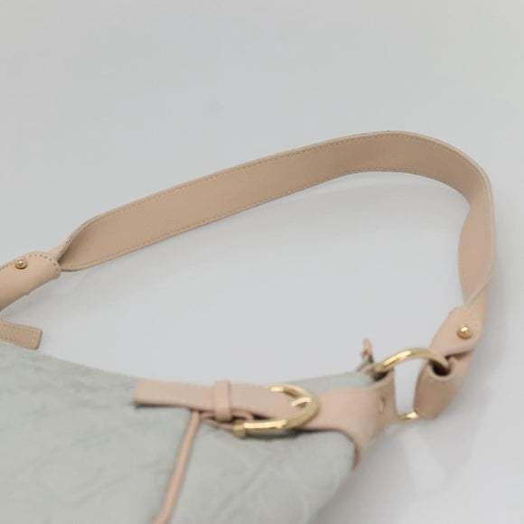 Salvatore Ferragamo Gancini Schoudertas Leer Grijs Beige goud Auth 140541
