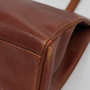 Salvatore Ferragamo Vala Shoulder Bag Leather Brown Gold Auth 140542-15