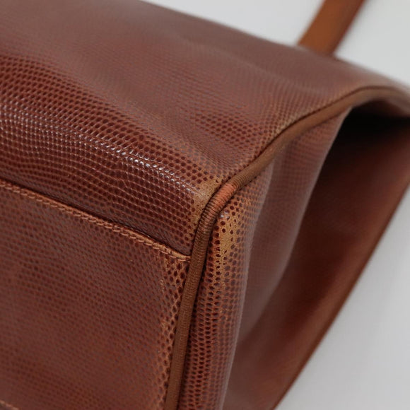 Salvatore Ferragamo Vala Shoulder Bag Leather Brown Gold Auth 140542