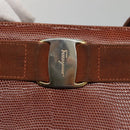 Salvatore Ferragamo Vala Shoulder Bag Leather Brown Gold Auth 140542-10