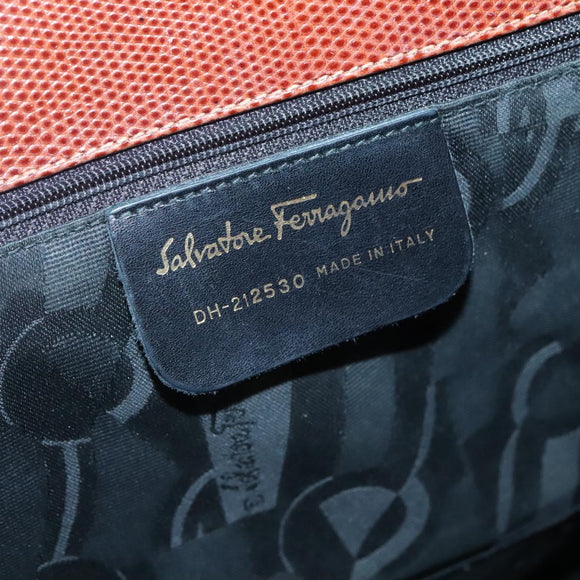 Salvatore Ferragamo Vala Shoulder Bag Leather Brown Gold Auth 140542