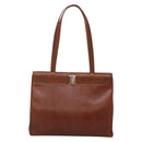 Salvatore Ferragamo Vala Shoulder Bag Leather Brown Gold Auth 140542-13