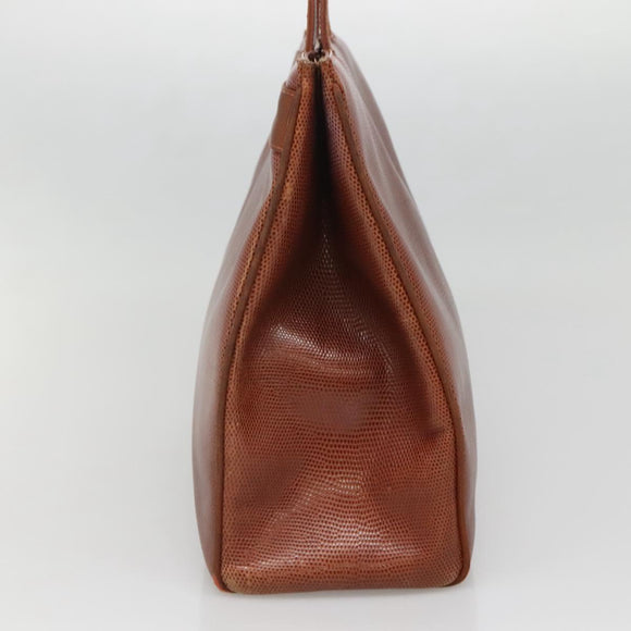 Salvatore Ferragamo Vala Shoulder Bag Leather Brown Gold Auth 140542