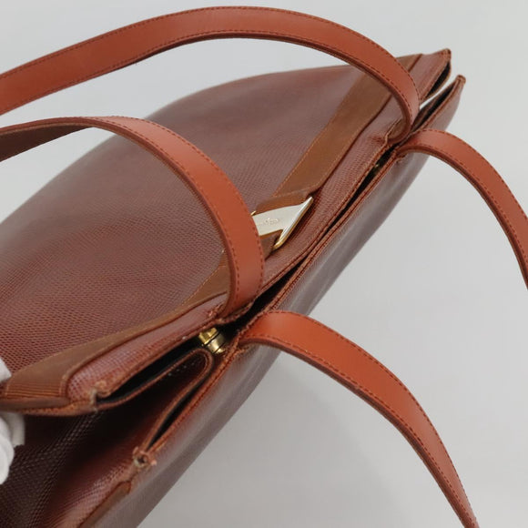 Salvatore Ferragamo Vala Shoulder Bag Leather Brown Gold Auth 140542