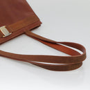 Salvatore Ferragamo Vala Shoulder Bag Leather Brown Gold Auth 140542-7