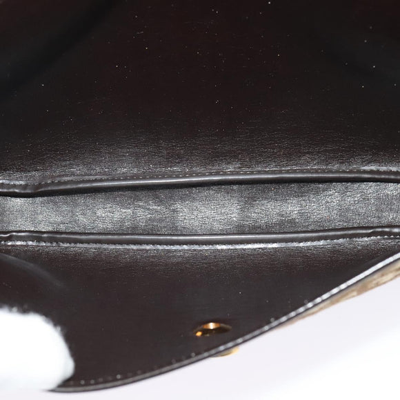 Christian Dior Trotter Canvas Shoulder Bag Brown Gold Auth 140545