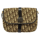 Christian Dior Trotter Canvas Shoulder Bag Brown Gold Auth 140545-2