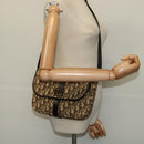 Christian Dior Trotter Canvas Shoulder Bag Brown Gold Auth 140545-21