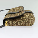 Christian Dior Trotter Canvas Shoulder Bag Brown Gold Auth 140545-4