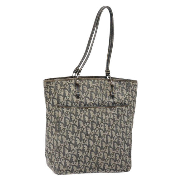 Christian Dior Trotter Canvas Tote Bag Navy Silver Auth 140546