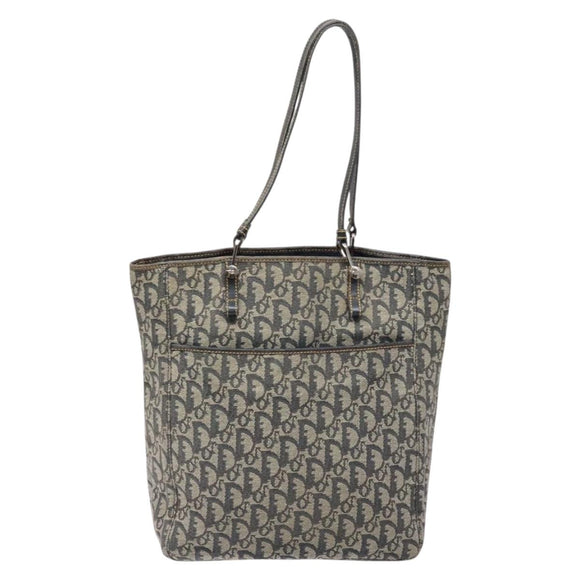 Christian Dior Trotter Canvas Tote Bag Navy Silver Auth 140546