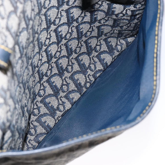 Christian Dior Trotter Canvas Tote Bag Navy Silver Auth 140546