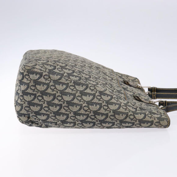 Christian Dior Trotter Canvas Tote Bag Navy Silver Auth 140546