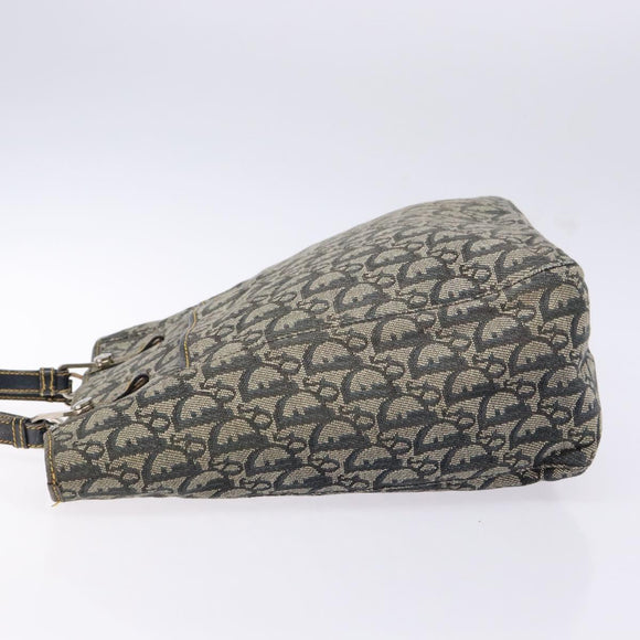 Christian Dior Trotter Canvas Tote Bag Navy Silver Auth 140546